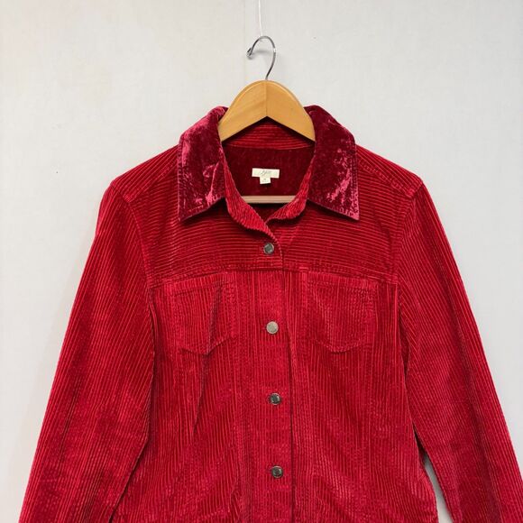 J Jill Women Corduroy Jacket Size Medium Red C036 -29 - Picture 10 of 16
